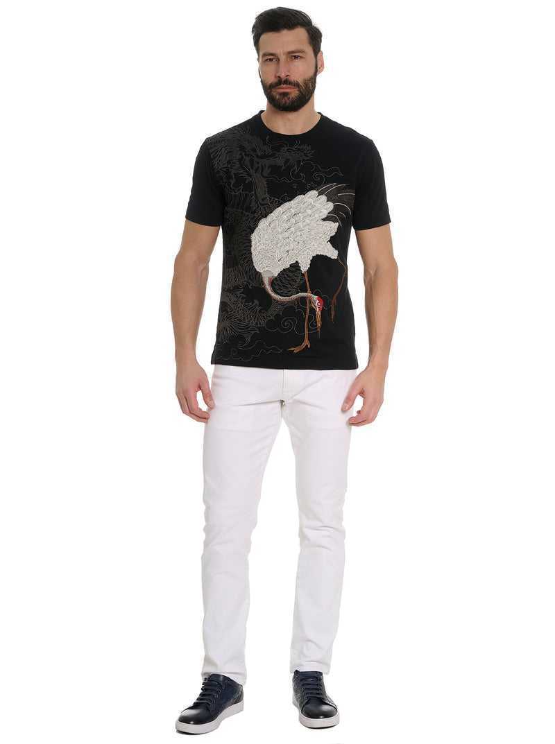 Robert Graham Wild Feather T-shirt Fekete | 581GDKIUO