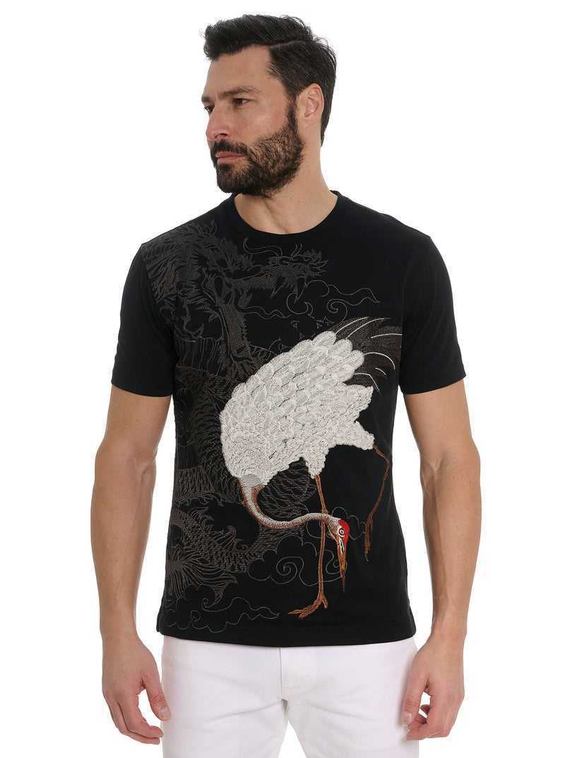 Robert Graham Wild Feather T-shirt Fekete | 581GDKIUO